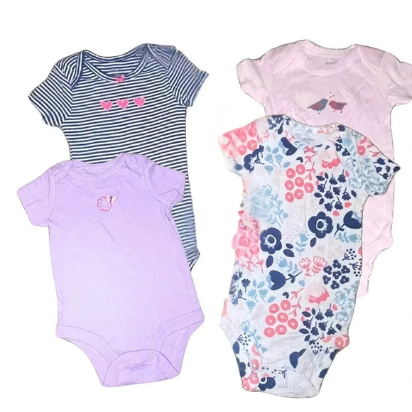 Baby Girl Bodysuit Bundle – Carter’s, Koala Baby & Baby Starters – 5-Piece Set - Picture 1 of 7